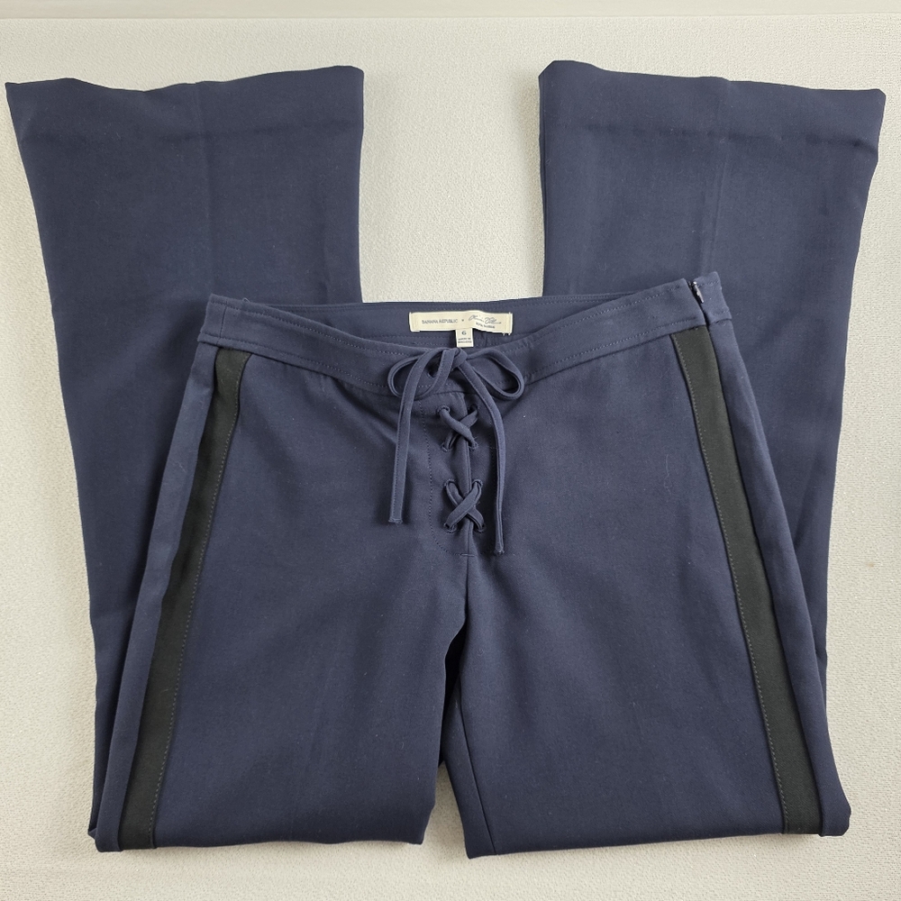 Banana Republic x Olivia Polermo Tuxedo Lace Up Flare Pants Navy 6 *Hemmed